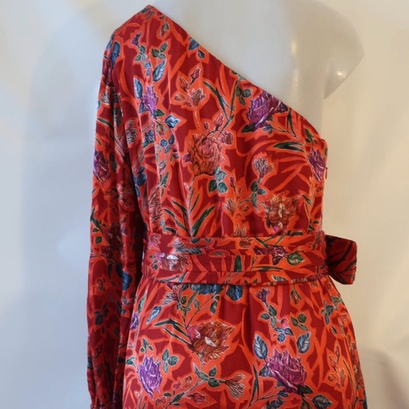 NEW Alexis Marseille One Shoulder High Low Red Floral Asymmetrical Dress Size XL - Picture 10 of 15